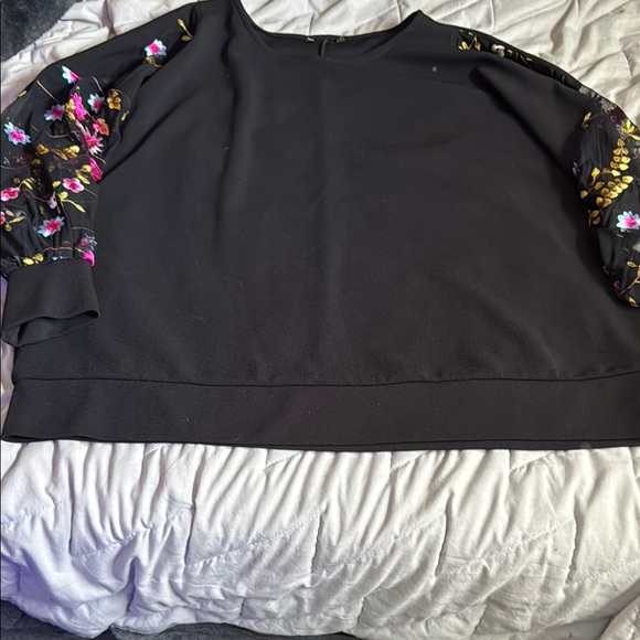 George Tops - George Black and Pink Oversized 3/4 Sleeve Sweatshirt